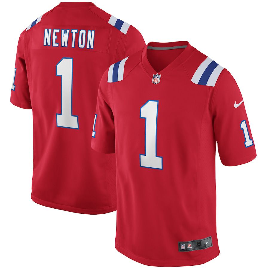 Men New England Patriots 1 Cam Newton Nike Red Alternate Game NFL Jersey